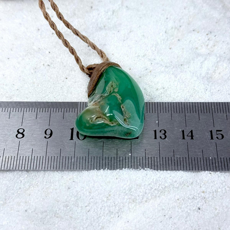 Chrysoprase & Leather Cord Talisman Necklace