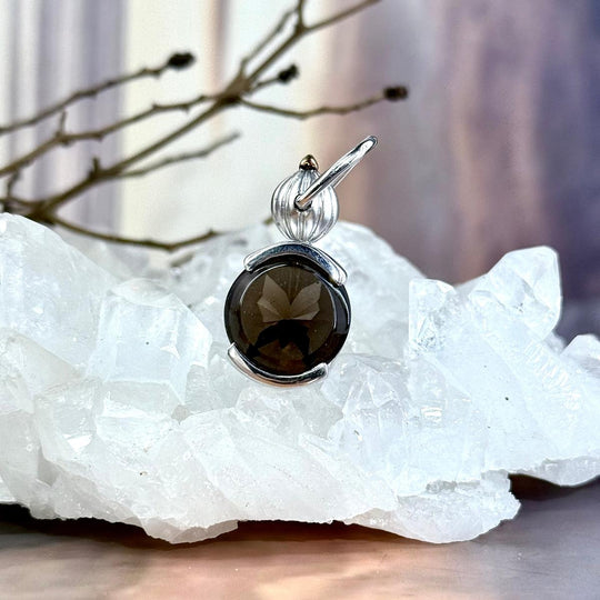 Smokey Quartz Laser Etched Butterfly Lantern Pendant By Janusz Szkutnik