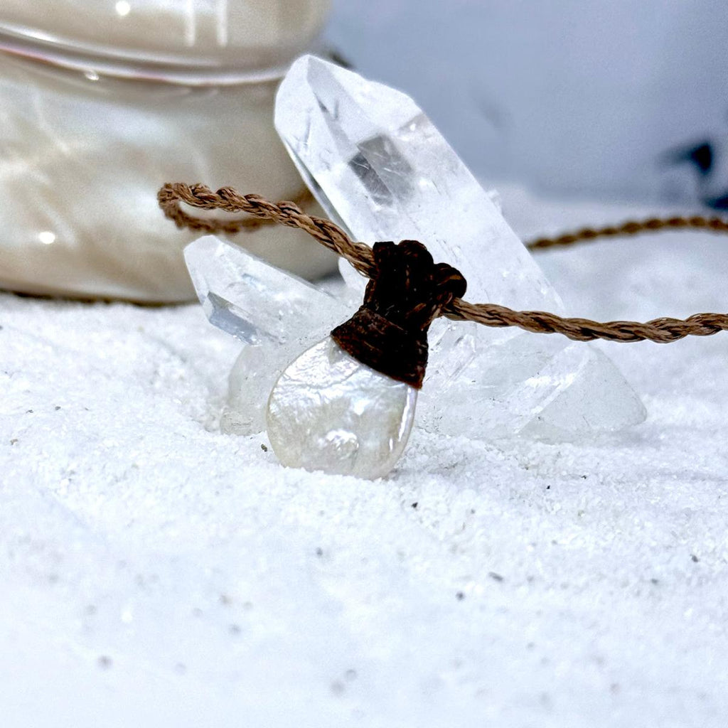 Natural Pearl On Leather Cord