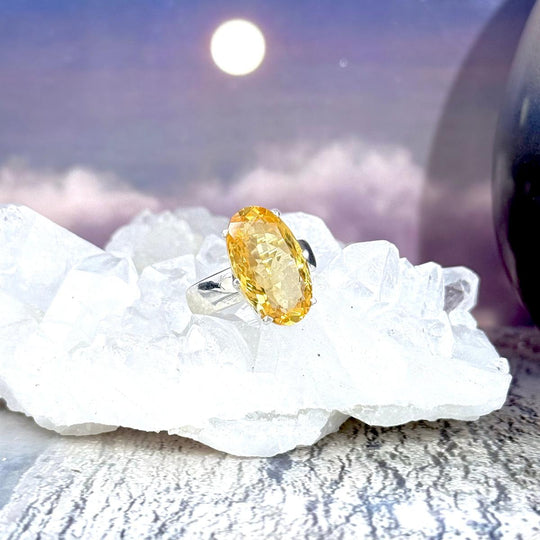 Citrine Elongated Oval Cut Ring