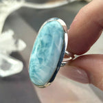 Long Oval Larimar Ring