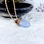 Blue Lace Agate & Leather Cord Talisman Necklaces (Med)