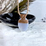 Blue Lace Agate & Leather Cord Talisman Necklaces (Med)