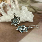 Blue Topaz Silver Flower Earrings