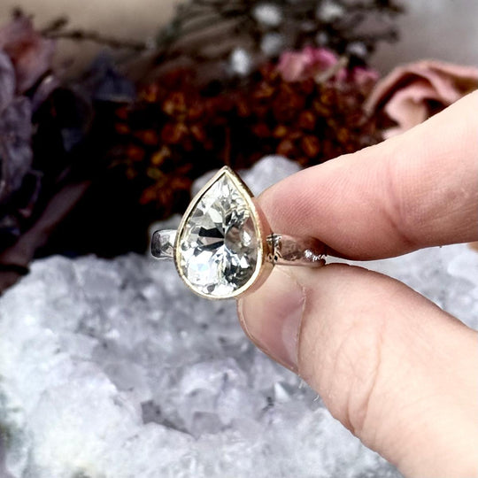 Killiecrankie Diamond Pear Cut Sterling Silver & 9ct Gold Ring By Lauren Harris