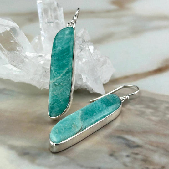 Amazonite Freeform Bar Drop Earrings