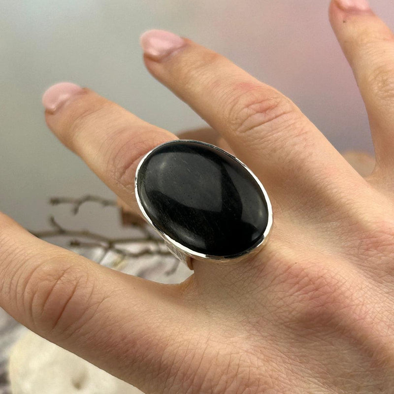 Obsidian Oval Ring