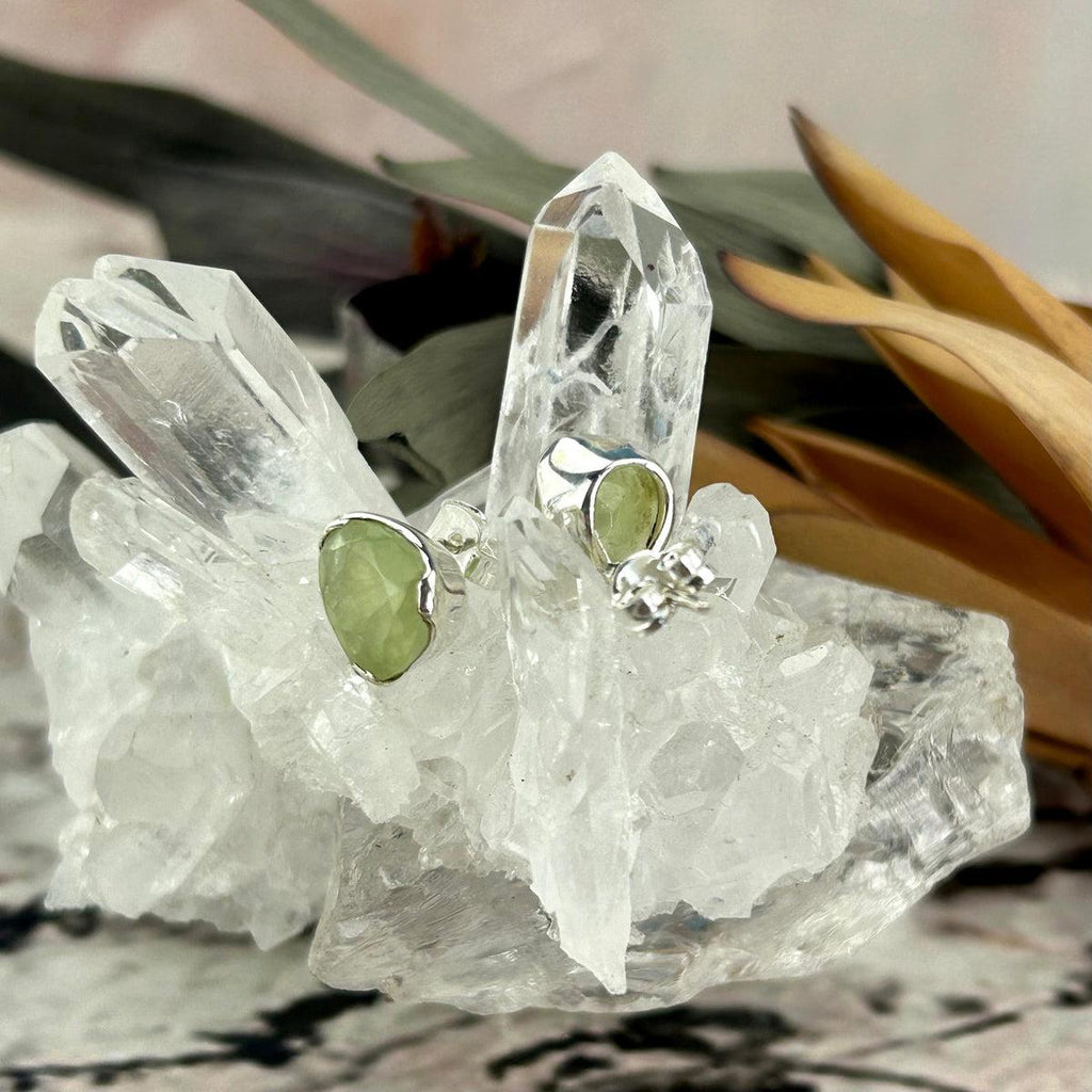 Green Stone Stud Earrings