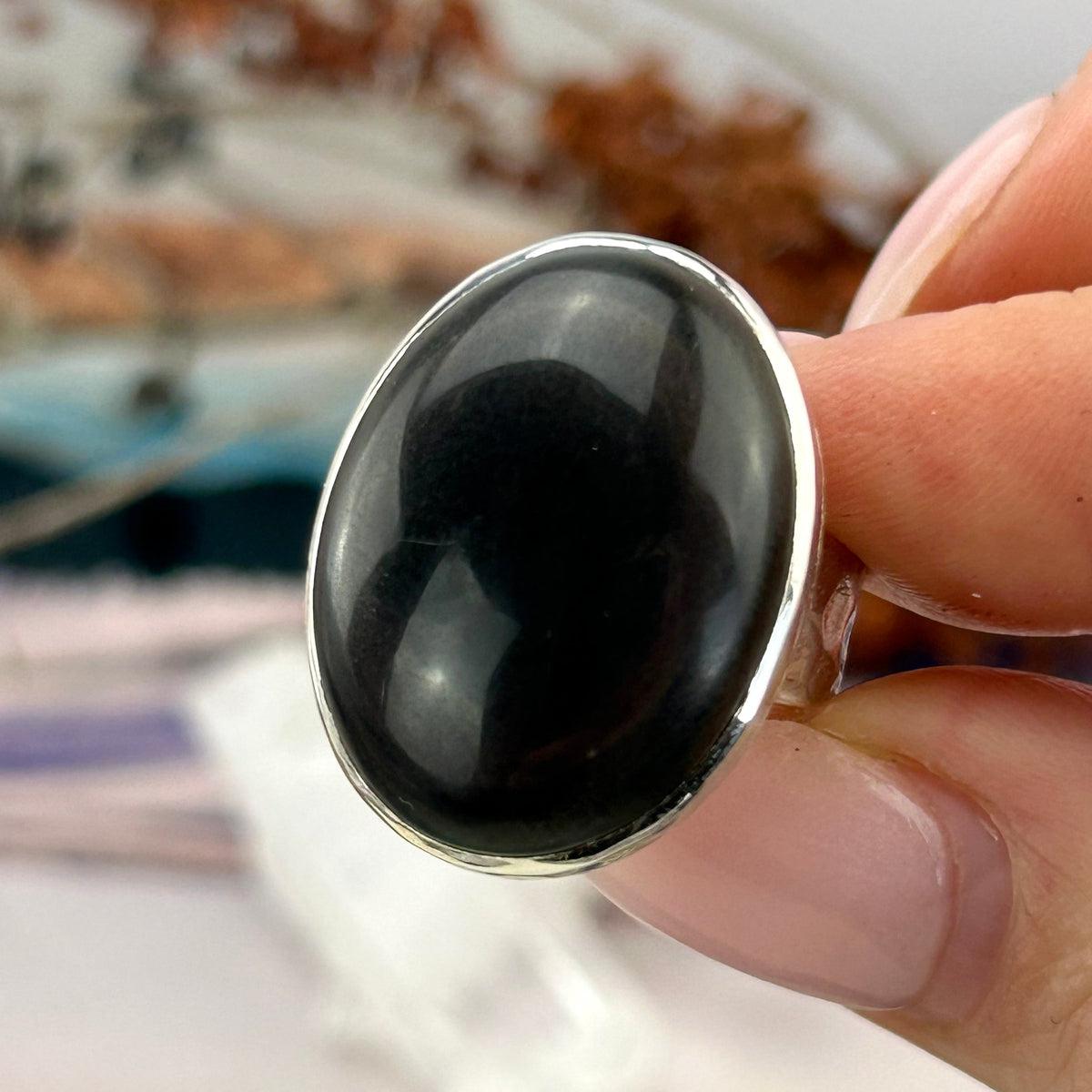 Unisex Rainbow Obsidian Ring