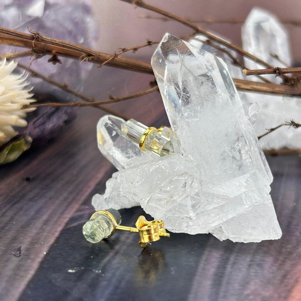 Crystal Bar Gold Studs