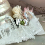 Green Gemstone Silver And Gold Ring