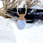 Blue Lace Agate & Leather Cord Talisman Necklaces (Med)