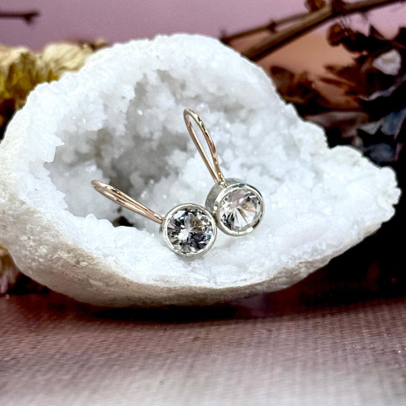 White Topaz and Rose Gold Earrings