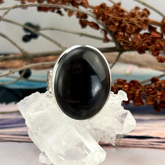 Rainbow Obsidian Oval Ring
