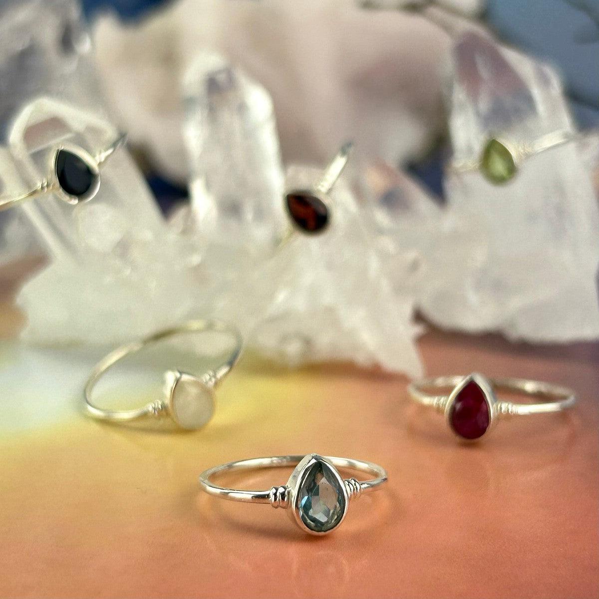 Teardrop Cut Gemstone Ring