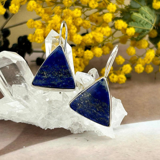 Lapis Lazuli Triangle Drop Earrings