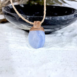 Blue Lace Agate & Leather Cord Talisman Necklaces (Med)