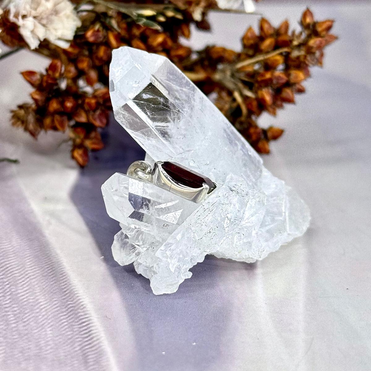 Red Garnet Silver Pendant