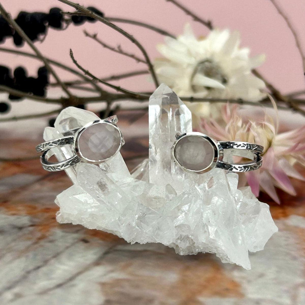 Pink Crystal Silver Ring