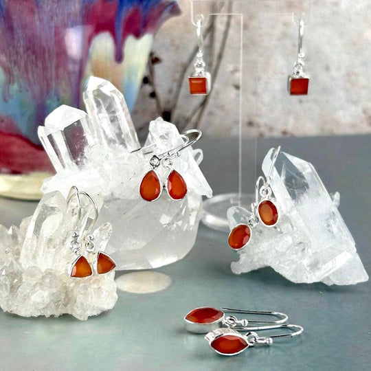 Carnelian Assorted Shape Drop Earrings