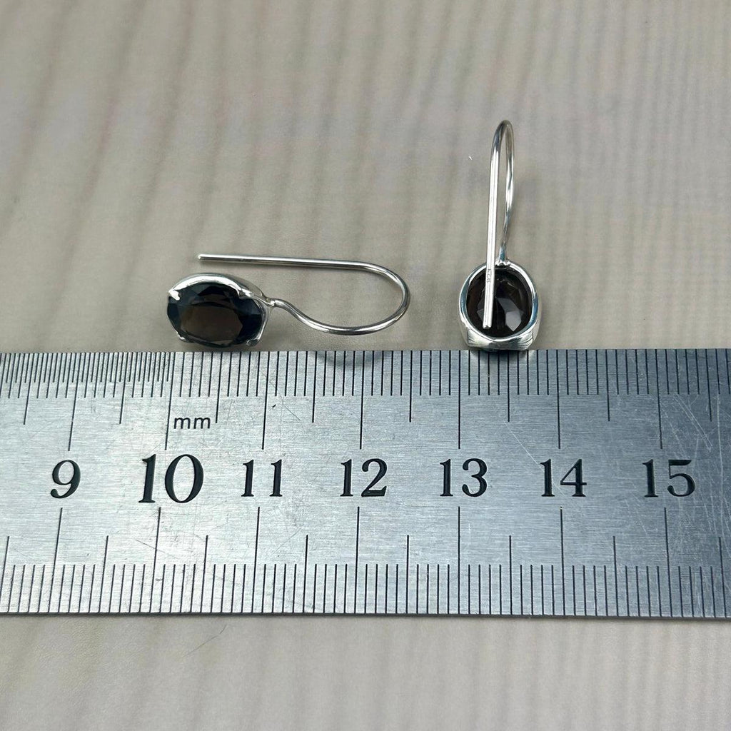 Oval Cut Smokey Quartz Earrings
