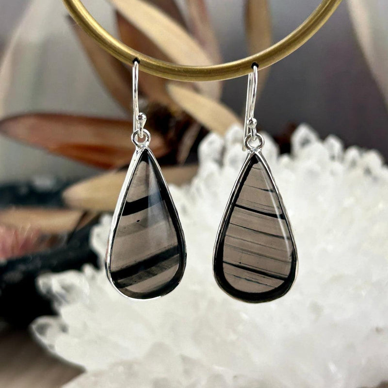 Pear Obsidian Earrings