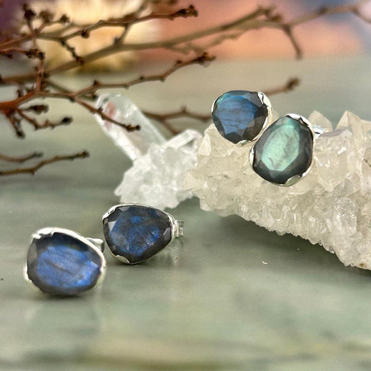Labradorite Freeform Stud Earrings
