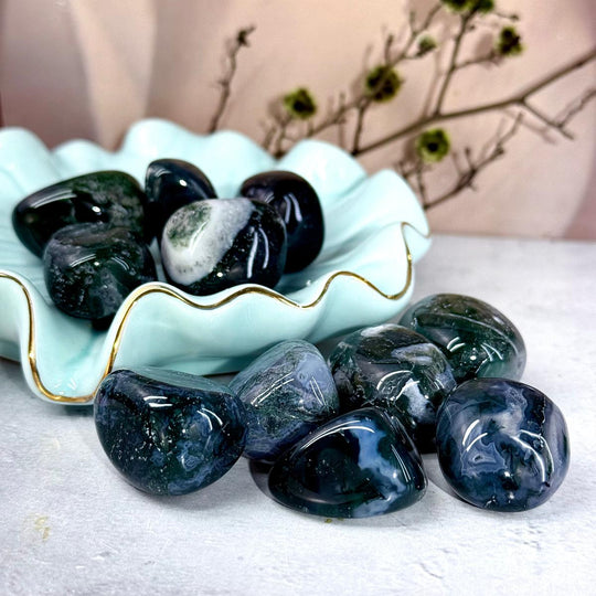 Moss Agate Tumbled Stones