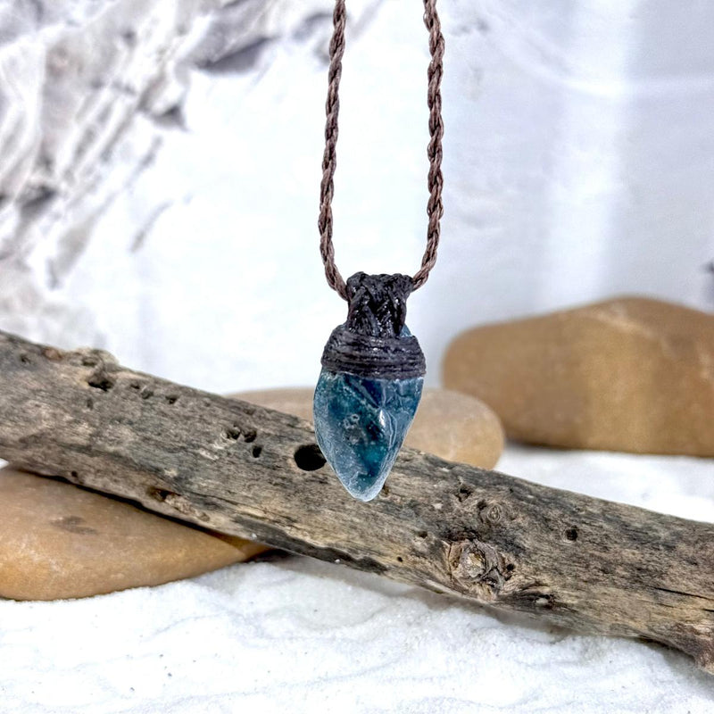 Blue Stone On Leather Necklace