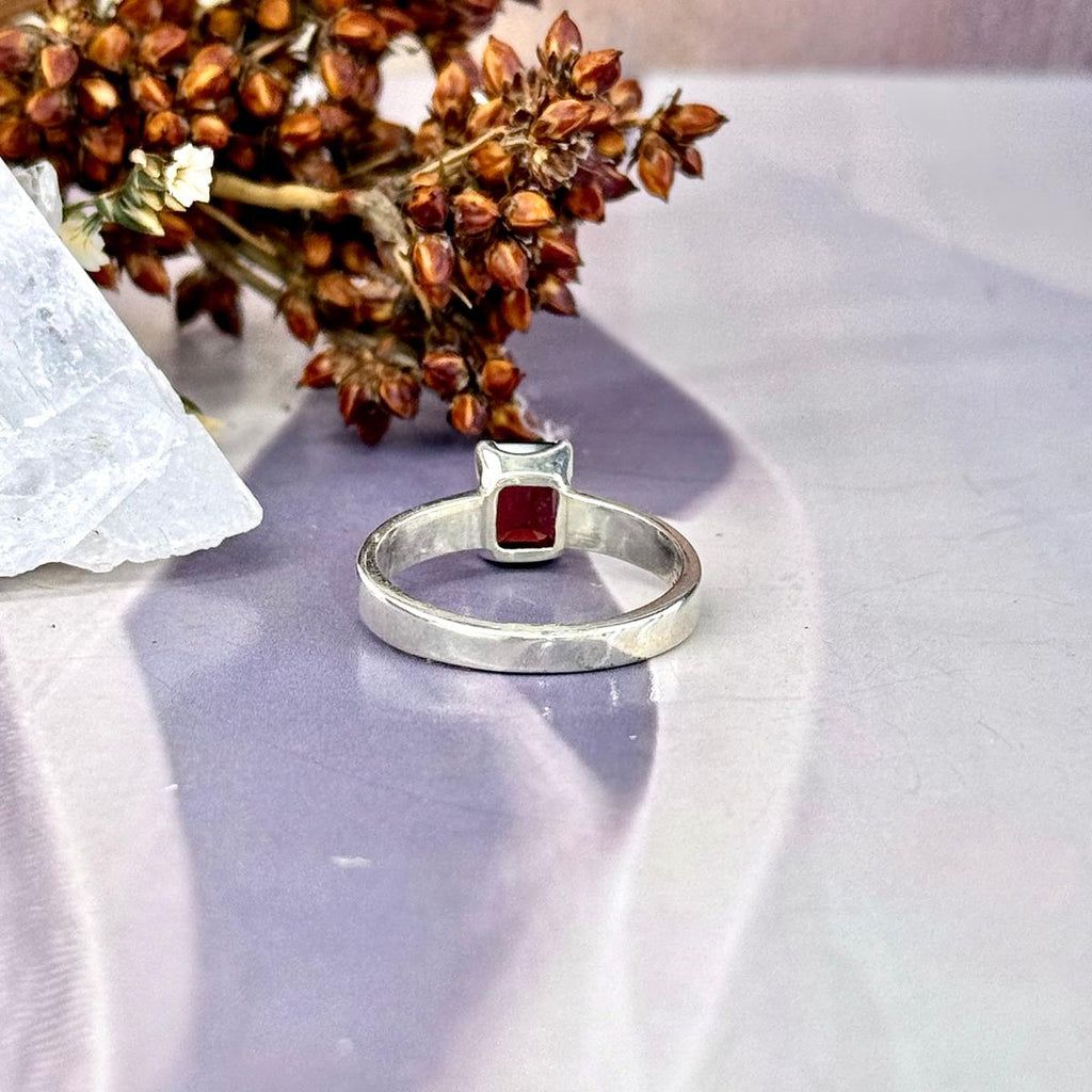 Garnet Sterling Silver Ring
