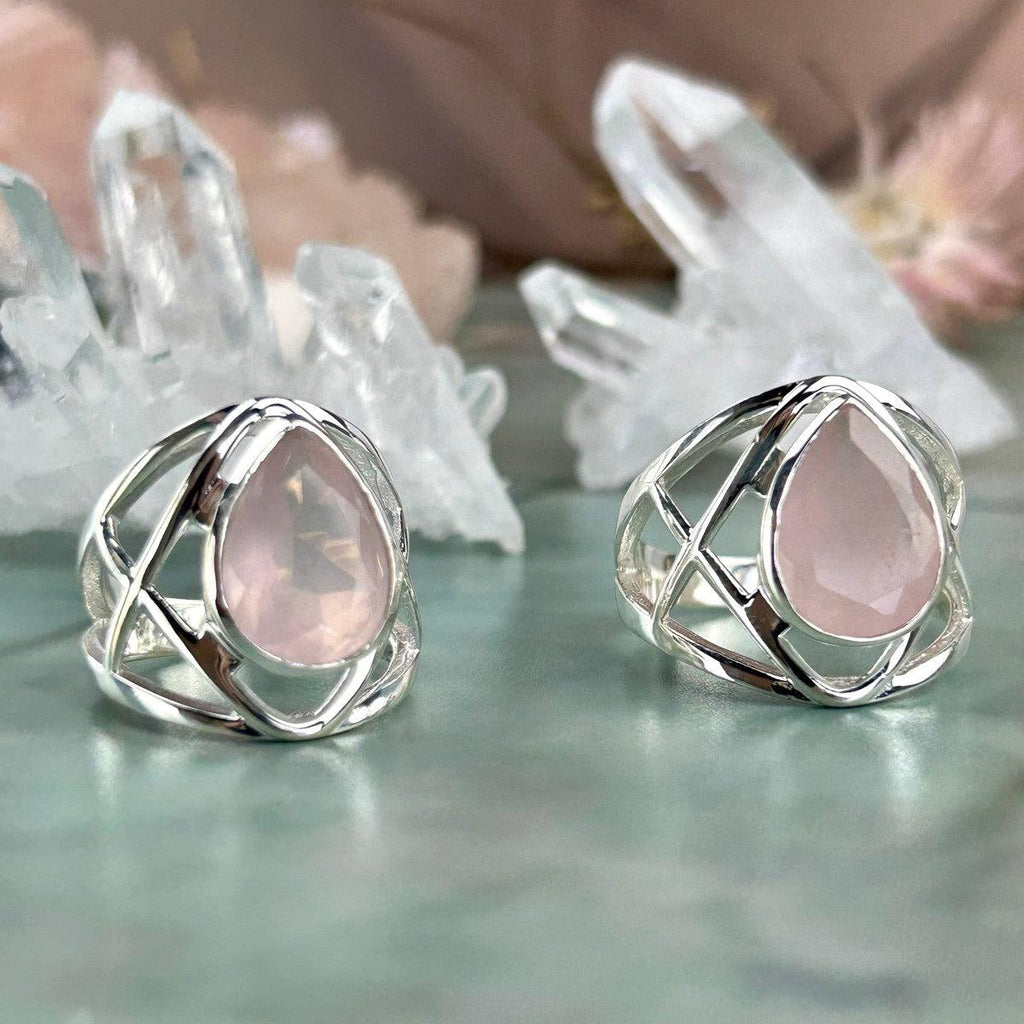Unique Rose Quartz Ring