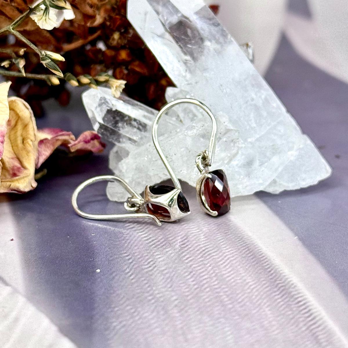 Checkerboard Garnet Earrings