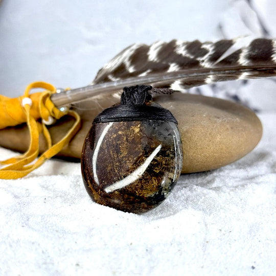 Bronzite & Leather Cord Talisman Necklace