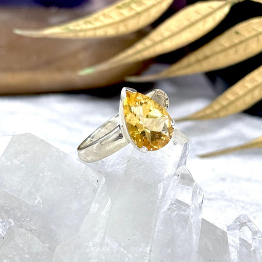 Citrine Teardrop Cut Ring