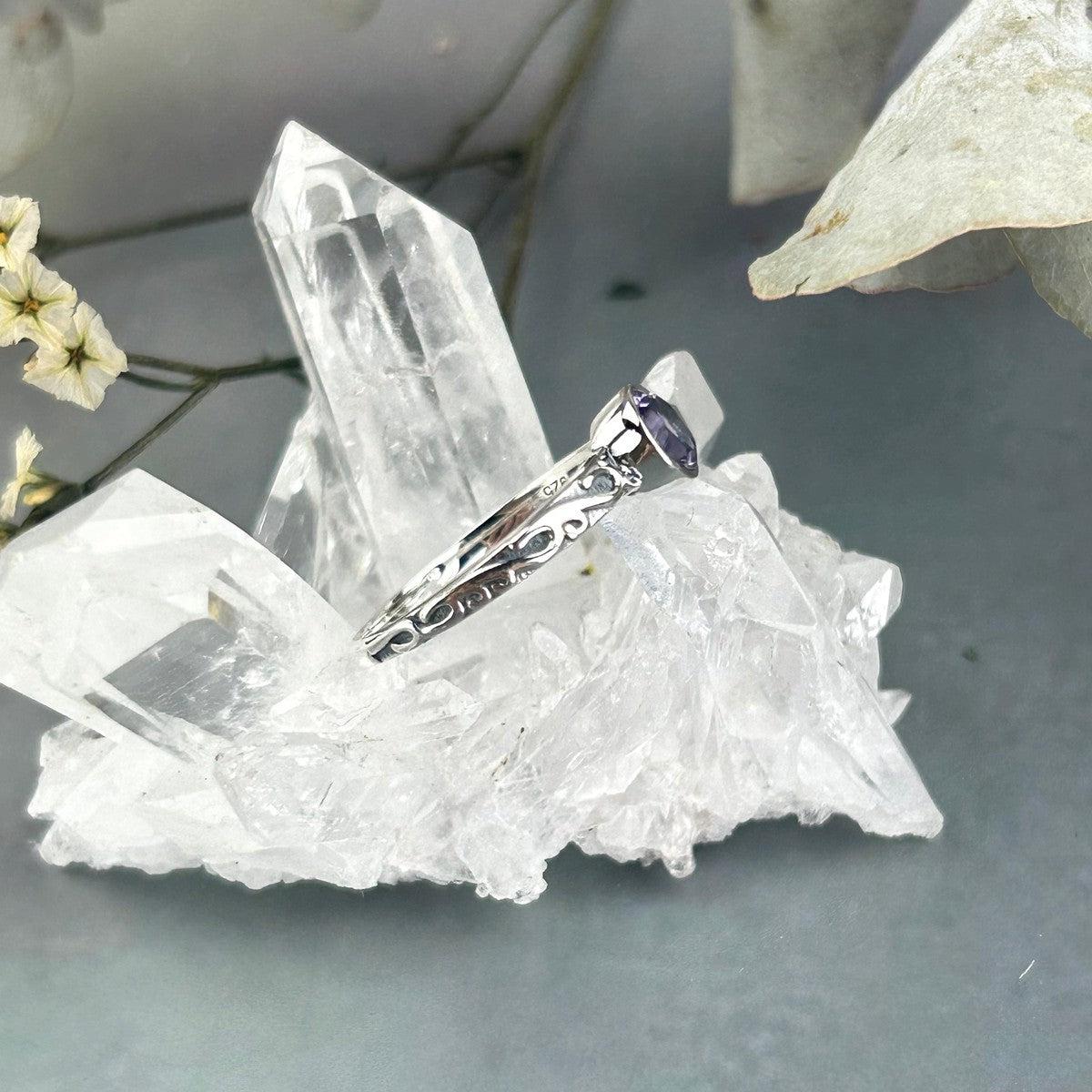 Amethyst Brilliant Cut Ring
