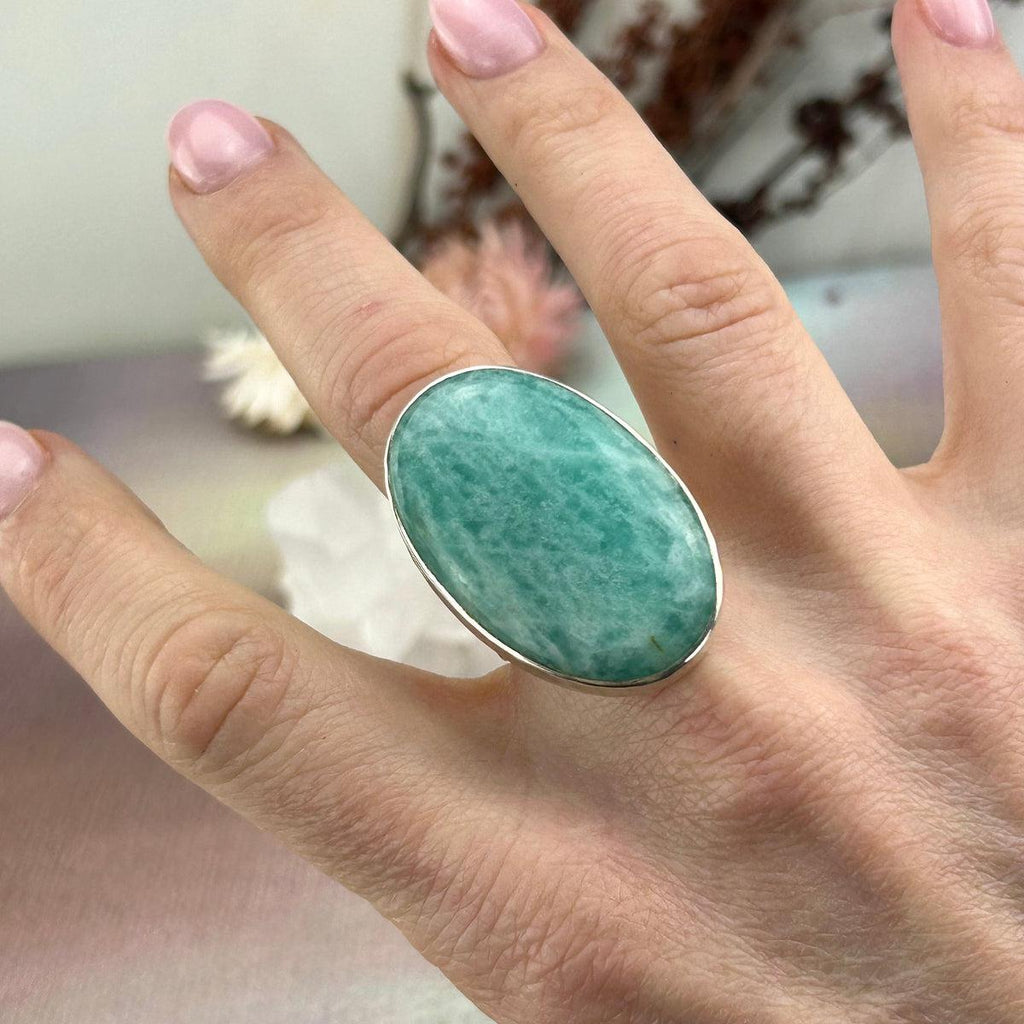 Green Crystal Oval Ring