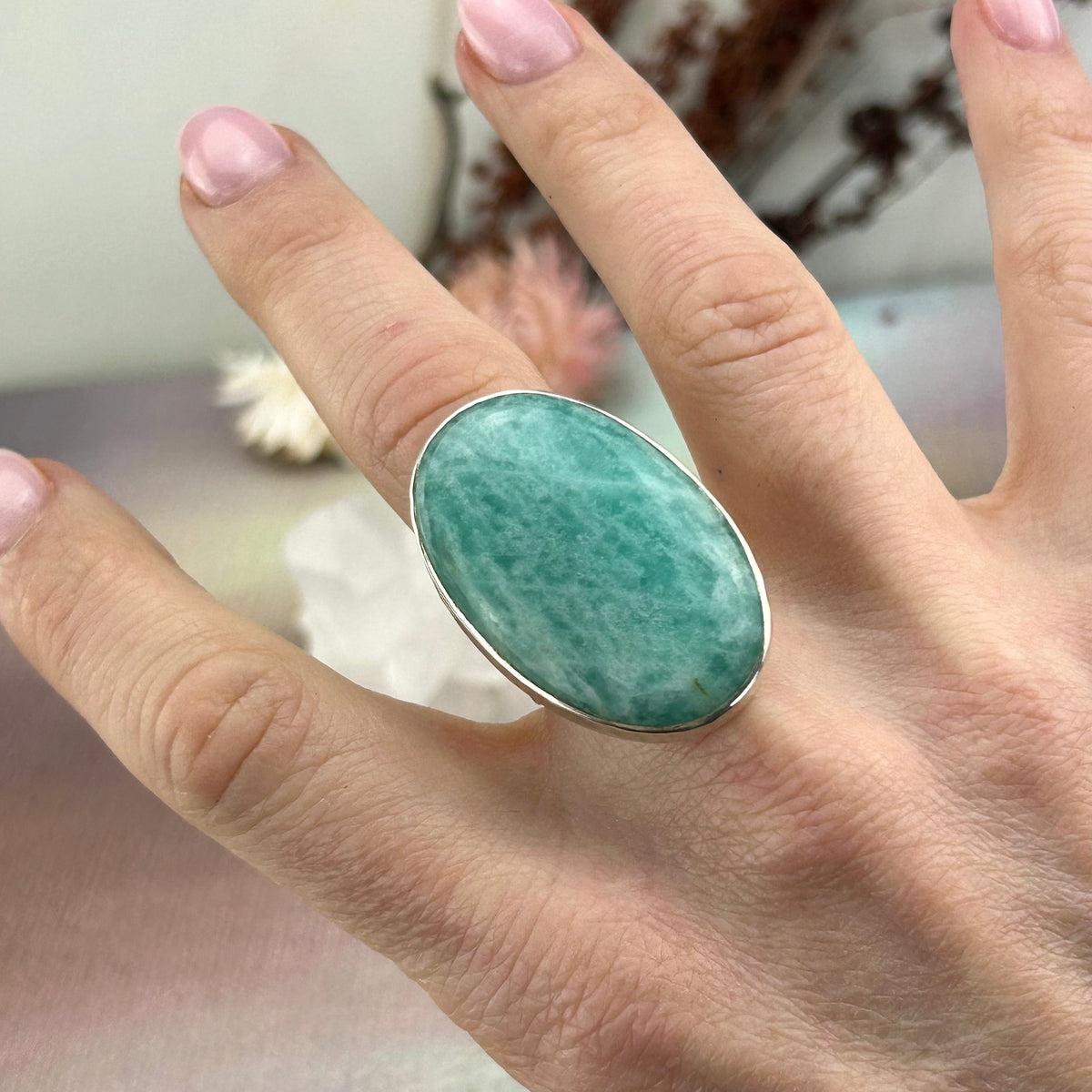 Green Crystal Oval Ring