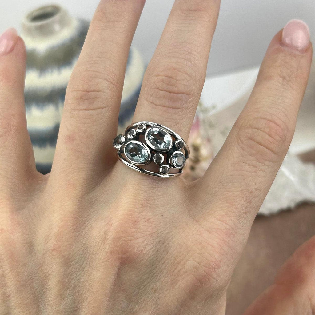 Modern Blue Topaz Ring