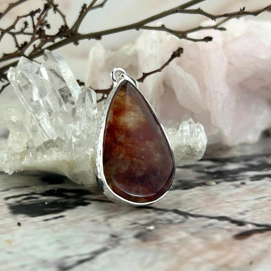 Fire Quartz Teardrop Pendant