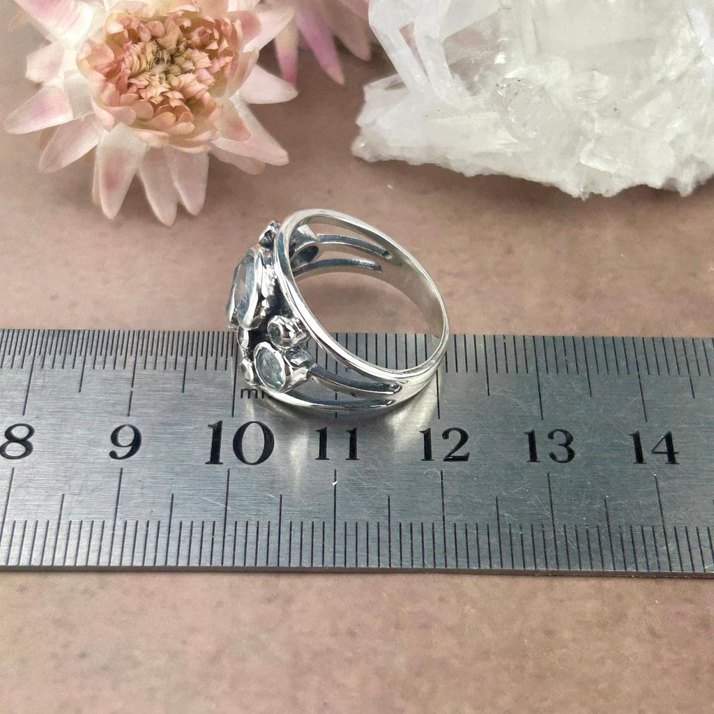 Blue Crystal Silver Ring
