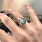 Cat's Eye Moonstone Teardrop Ring