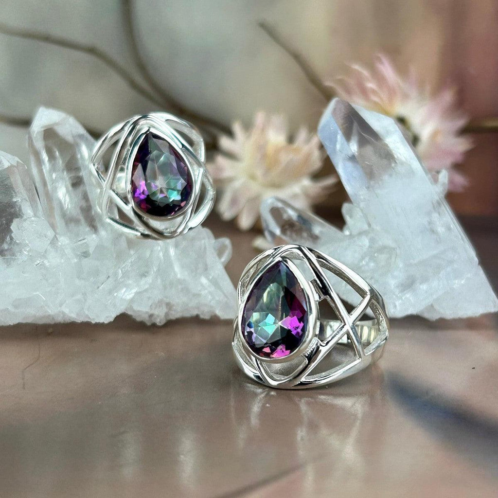 Mystic Quartz Wide Band Ring