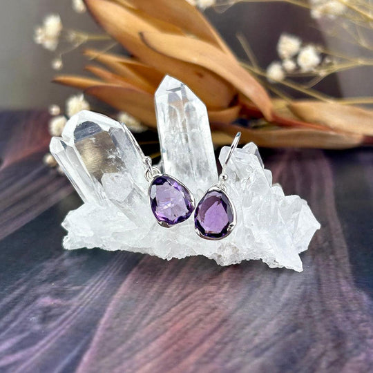 Amethyst Pear Cut Drop Earrings
