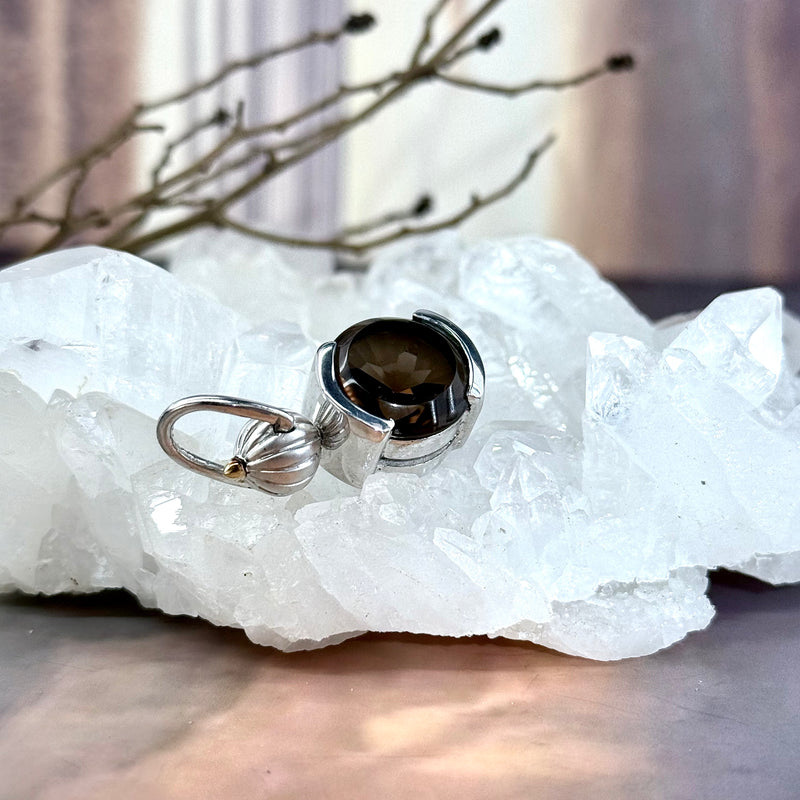 Smokey Quartz Laser Etched Butterfly Lantern Pendant By Janusz Szkutnik