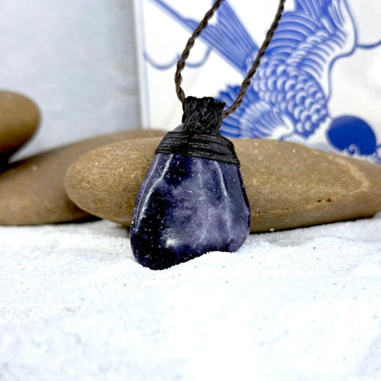 Lepidolite & Leather Cord Talisman Necklace