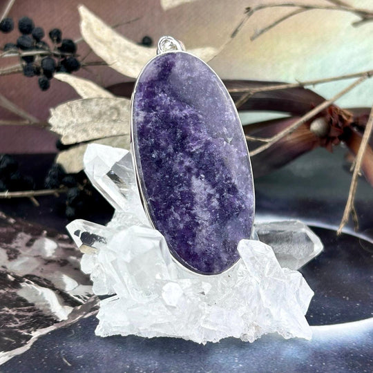 Lepidolite Elongated Oval Large Pendant