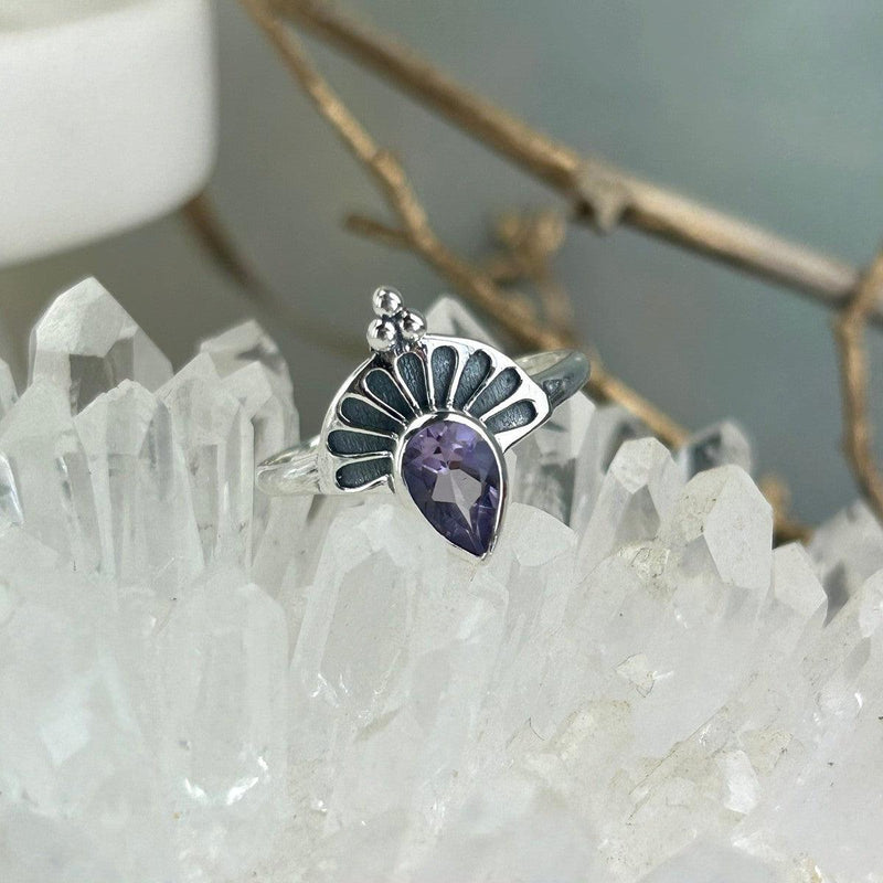 Gemstone Peacock Feather Ring