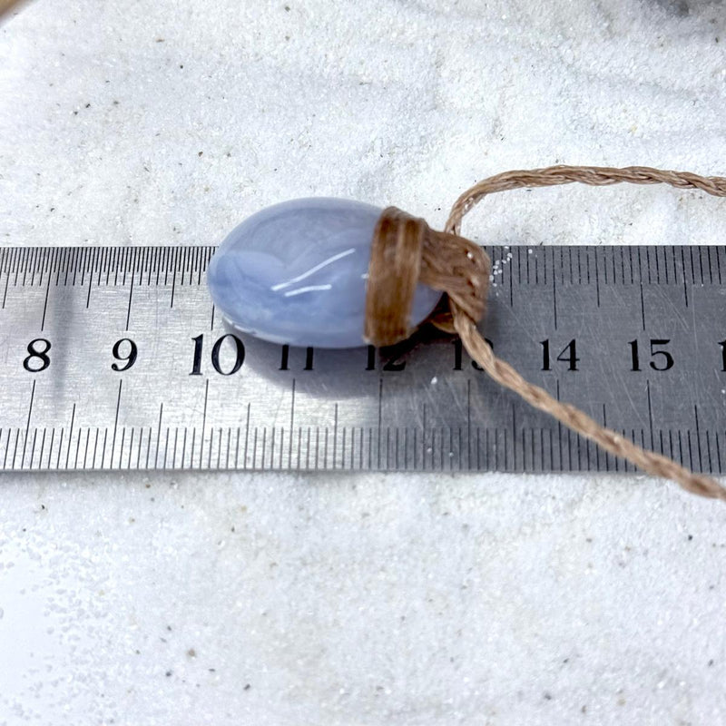 Blue Lace Agate & Leather Cord Talisman Necklaces (Med)