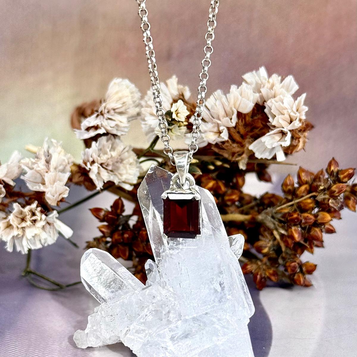 Red Gemstone Rectangle Pendant