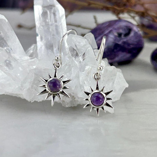 Amethyst Sun Small Drop Earrings